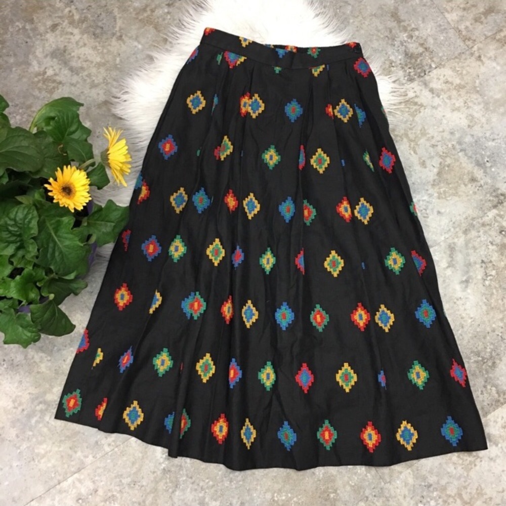 ISO: Doncaster Black Embroidered Midi Skirt